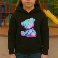 Kawaii Pastel Goth Creepy Cute Witchy Zombie Teddy Bear Kids Hoodie thumb 3