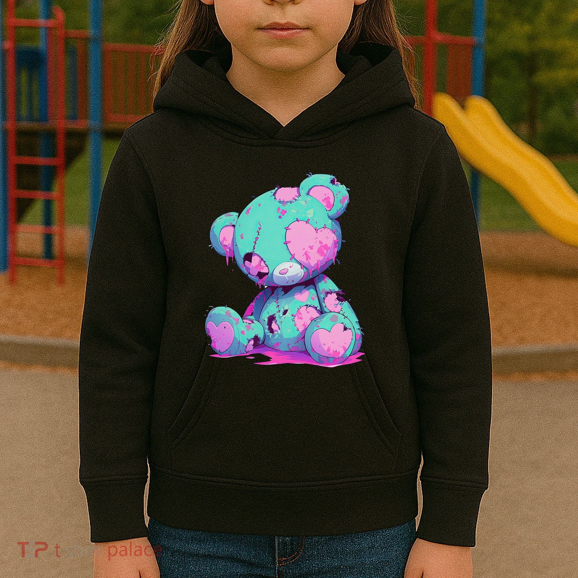 Kawaii Pastel Goth Creepy Cute Witchy Zombie Teddy Bear Kids Hoodie