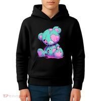 Kawaii Pastel Goth Creepy Cute Witchy Zombie Teddy Bear Kids Hoodie thumb 4