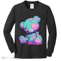 Kawaii Pastel Goth Creepy Cute Witchy Zombie Teddy Bear Kids Long Sleeve Shirt thumb 0