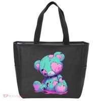 Kawaii Pastel Goth Creepy Cute Witchy Zombie Teddy Bear Tote Bag thumb 0
