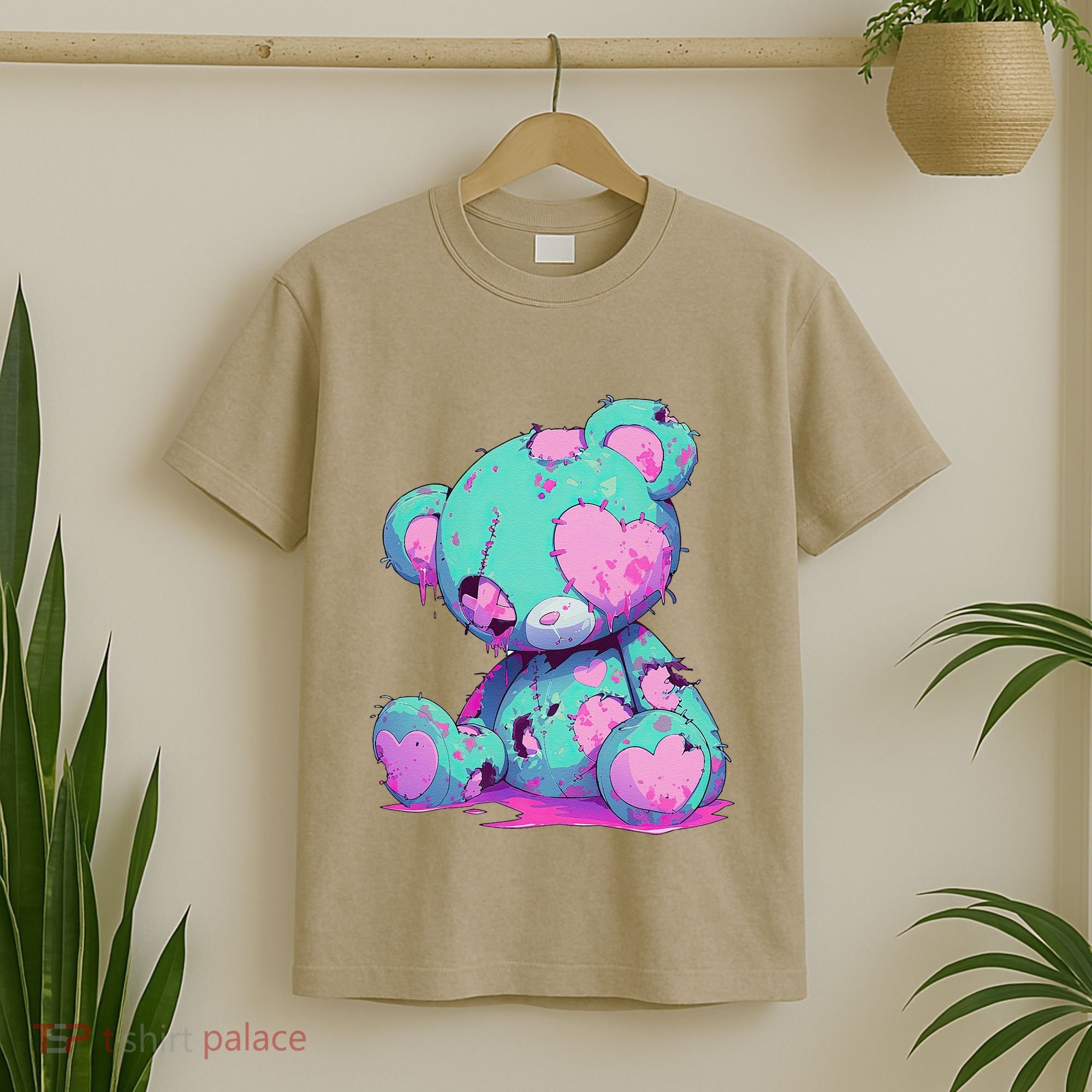 Kawaii Pastel Goth Creepy Cute Witchy Zombie Teddy Bear T-Shirt