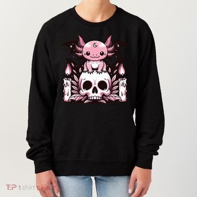 Kawaii Pastel Goth Cute Creepy Axolotl Bat Skeleton Women's Sweatshirt