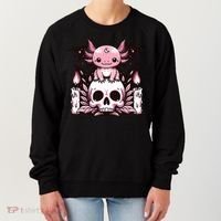 Kawaii Pastel Goth Cute Creepy Axolotl Bat Skeleton Women's Sweatshirt thumb 0