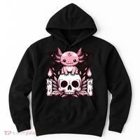 Kawaii Pastel Goth Cute Creepy Axolotl Bat Skeleton Hoodie thumb 0