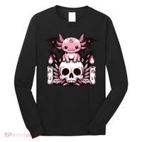 Kawaii Pastel Goth Cute Creepy Axolotl Bat Skeleton Long Sleeve Shirt thumb 0
