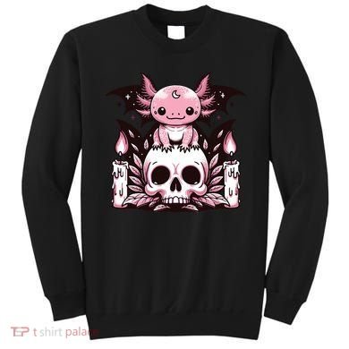 Kawaii Pastel Goth Cute Creepy Axolotl Bat Skeleton Sweatshirt