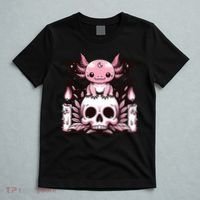 Kawaii Pastel Goth Cute Creepy Axolotl Bat Skeleton T-Shirt thumb 5