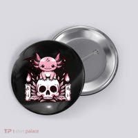 Kawaii Pastel Goth Cute Creepy Axolotl Bat Skeleton Button thumb 0