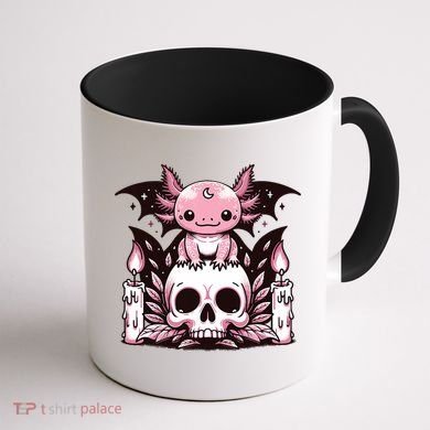 Kawaii Pastel Goth Cute Creepy Axolotl Bat Skeleton Coffee Mug back