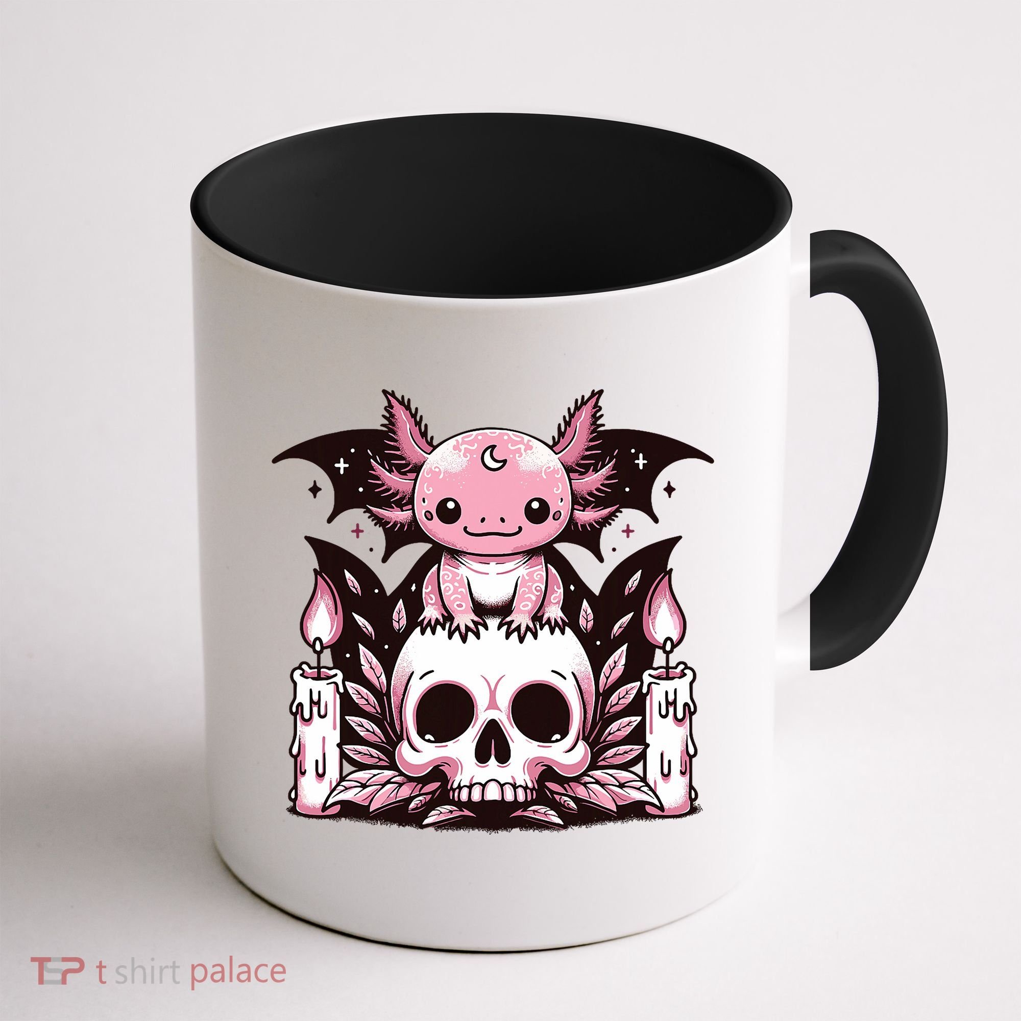 Kawaii Pastel Goth Cute Creepy Axolotl Bat Skeleton Coffee Mug