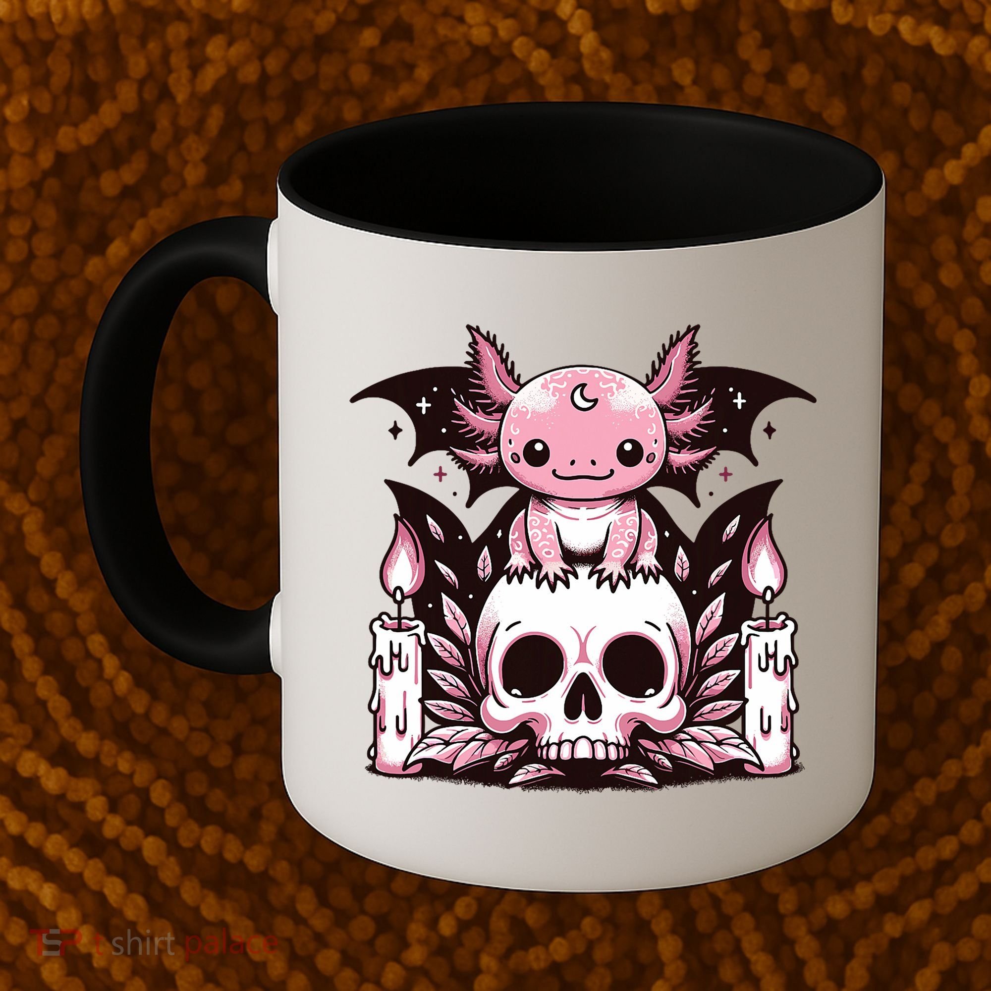 Kawaii Pastel Goth Cute Creepy Axolotl Bat Skeleton Coffee Mug