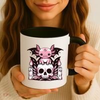 Kawaii Pastel Goth Cute Creepy Axolotl Bat Skeleton Coffee Mug thumb 3