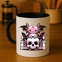 Kawaii Pastel Goth Cute Creepy Axolotl Bat Skeleton Coffee Mug thumb 4