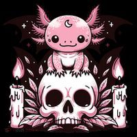 Kawaii Pastel Goth Cute Creepy Axolotl Bat Skeleton Coffee Mug thumb 5