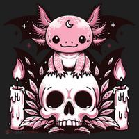 Kawaii Pastel Goth Cute Creepy Axolotl Bat Skeleton Beanie thumb 2