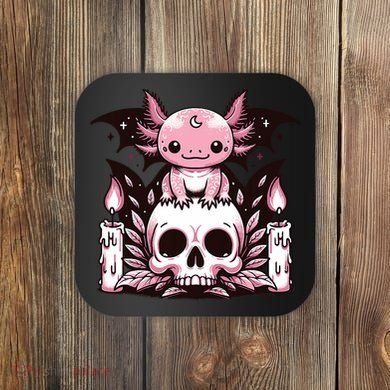 Kawaii Pastel Goth Cute Creepy Axolotl Bat Skeleton Coaster