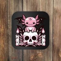 Kawaii Pastel Goth Cute Creepy Axolotl Bat Skeleton Coaster thumb 0