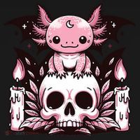 Kawaii Pastel Goth Cute Creepy Axolotl Bat Skeleton Women's Hoodie thumb 2