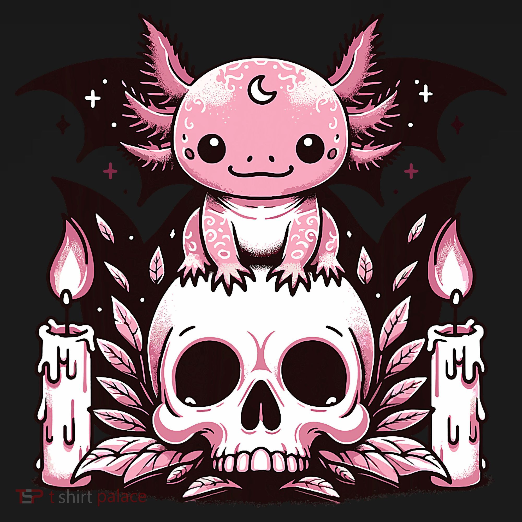 Kawaii Pastel Goth Cute Creepy Axolotl Bat Skeleton Mousepad