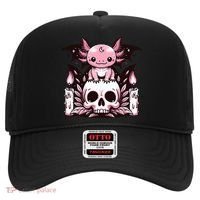 Kawaii Pastel Goth Cute Creepy Axolotl Bat Skeleton Hat thumb 0
