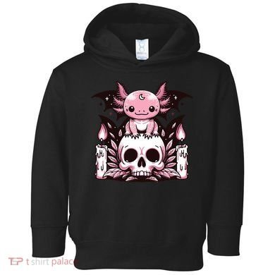 Kawaii Pastel Goth Cute Creepy Axolotl Bat Skeleton Toddler Hoodie