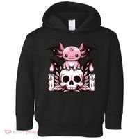 Kawaii Pastel Goth Cute Creepy Axolotl Bat Skeleton Toddler Hoodie thumb 0