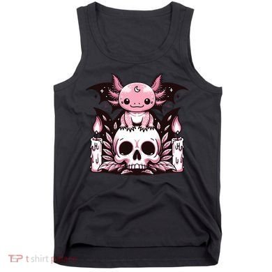 Kawaii Pastel Goth Cute Creepy Axolotl Bat Skeleton Tank Top