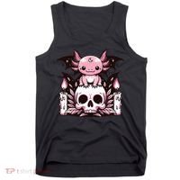 Kawaii Pastel Goth Cute Creepy Axolotl Bat Skeleton Tank Top thumb 0