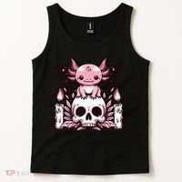 Kawaii Pastel Goth Cute Creepy Axolotl Bat Skeleton Tank Top thumb 2