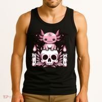 Kawaii Pastel Goth Cute Creepy Axolotl Bat Skeleton Tank Top thumb 3