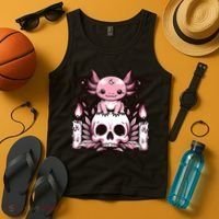 Kawaii Pastel Goth Cute Creepy Axolotl Bat Skeleton Tank Top thumb 4