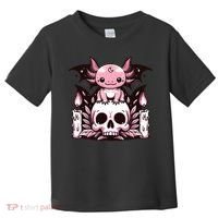 Kawaii Pastel Goth Cute Creepy Axolotl Bat Skeleton Toddler T-Shirt thumb 0