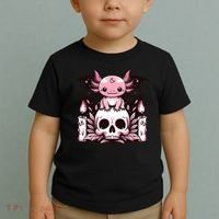 Kawaii Pastel Goth Cute Creepy Axolotl Bat Skeleton Toddler T-Shirt thumb 2