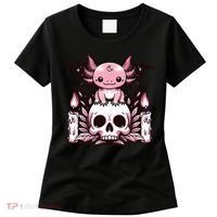 Kawaii Pastel Goth Cute Creepy Axolotl Bat Skeleton Women's T-Shirt thumb 0