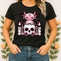 Kawaii Pastel Goth Cute Creepy Axolotl Bat Skeleton Women's T-Shirt thumb 2