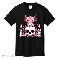 Kawaii Pastel Goth Cute Creepy Axolotl Bat Skeleton Kids T-Shirt thumb 0