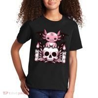 Kawaii Pastel Goth Cute Creepy Axolotl Bat Skeleton Kids T-Shirt thumb 2