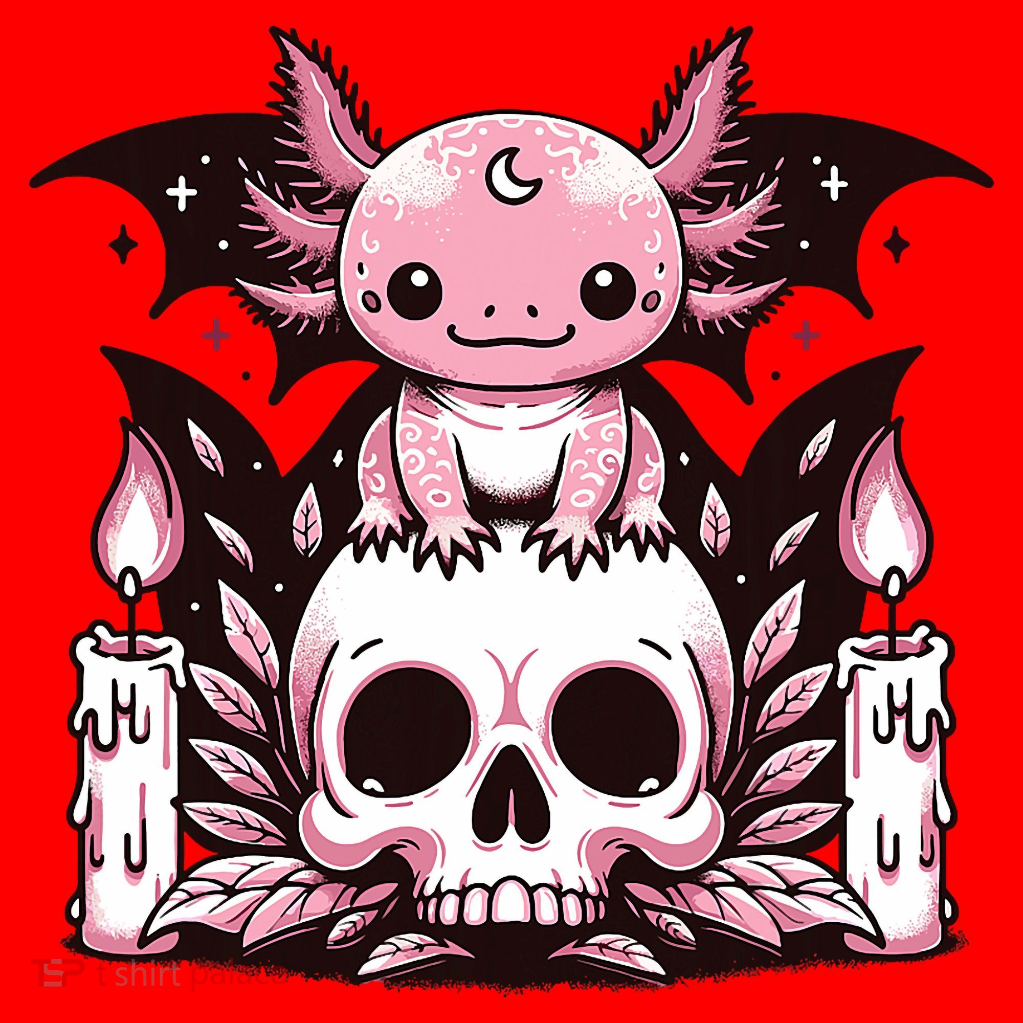 Kawaii Pastel Goth Cute Creepy Axolotl Bat Skeleton Santa Hat