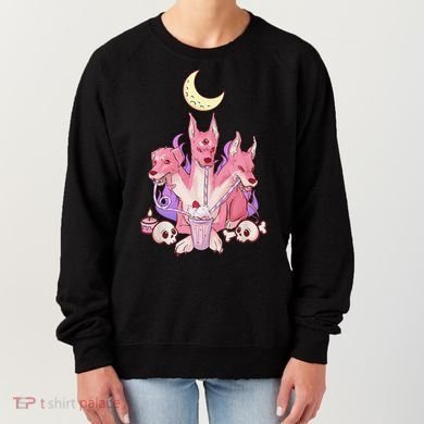 Kawaii Pastel Goth Strawberry Cerberus Creepy 3 Headed Dog  Women's Sweatshirt