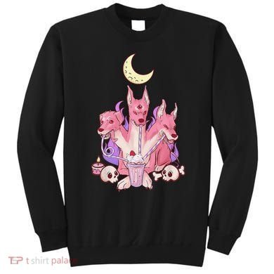 Kawaii Pastel Goth Strawberry Cerberus Creepy 3 Headed Dog  Sweatshirt