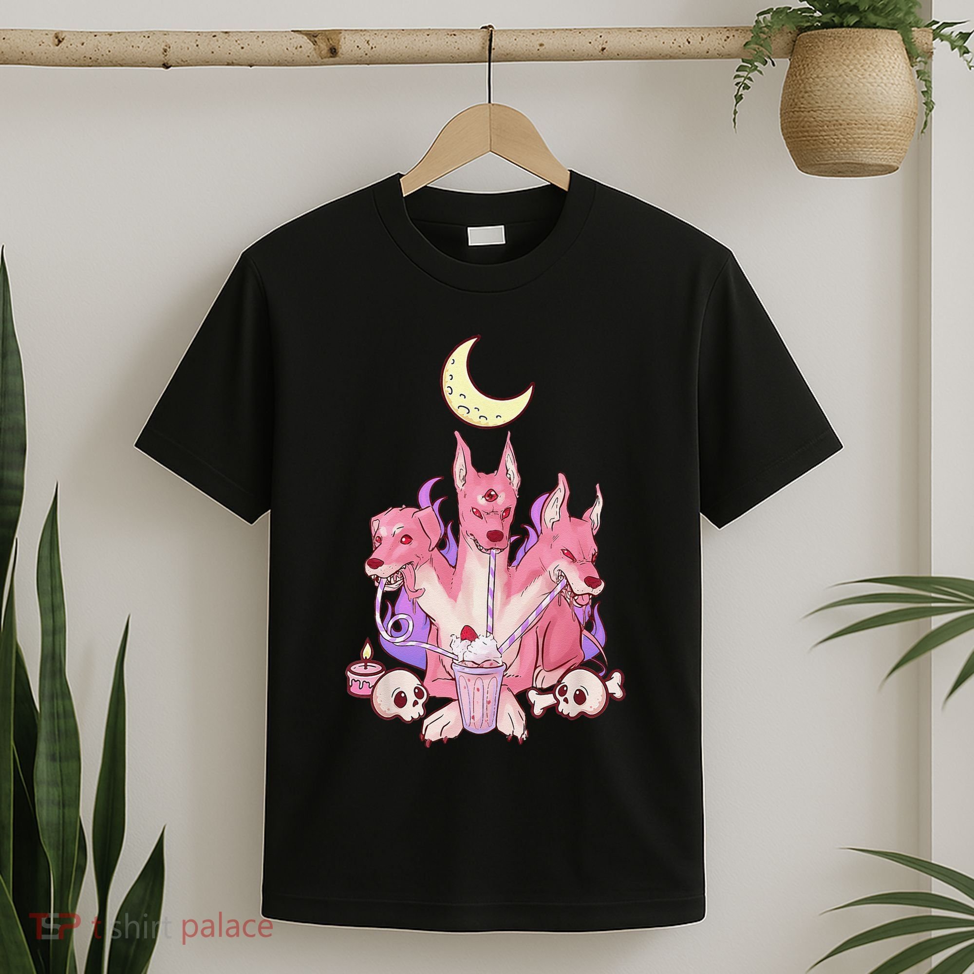 Kawaii Pastel Goth Strawberry Cerberus Creepy 3 Headed Dog  T-Shirt