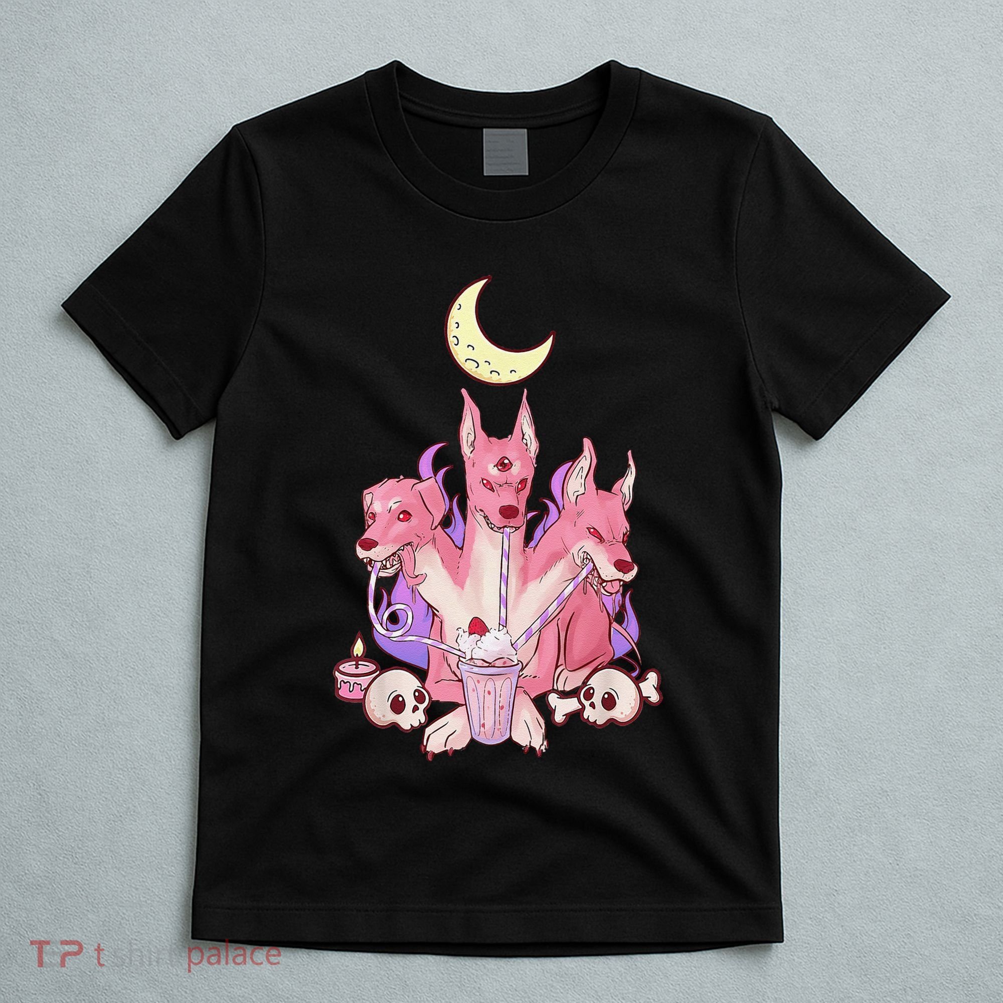 Kawaii Pastel Goth Strawberry Cerberus Creepy 3 Headed Dog  T-Shirt