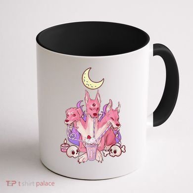 Kawaii Pastel Goth Strawberry Cerberus Creepy 3 Headed Dog  Coffee Mug back