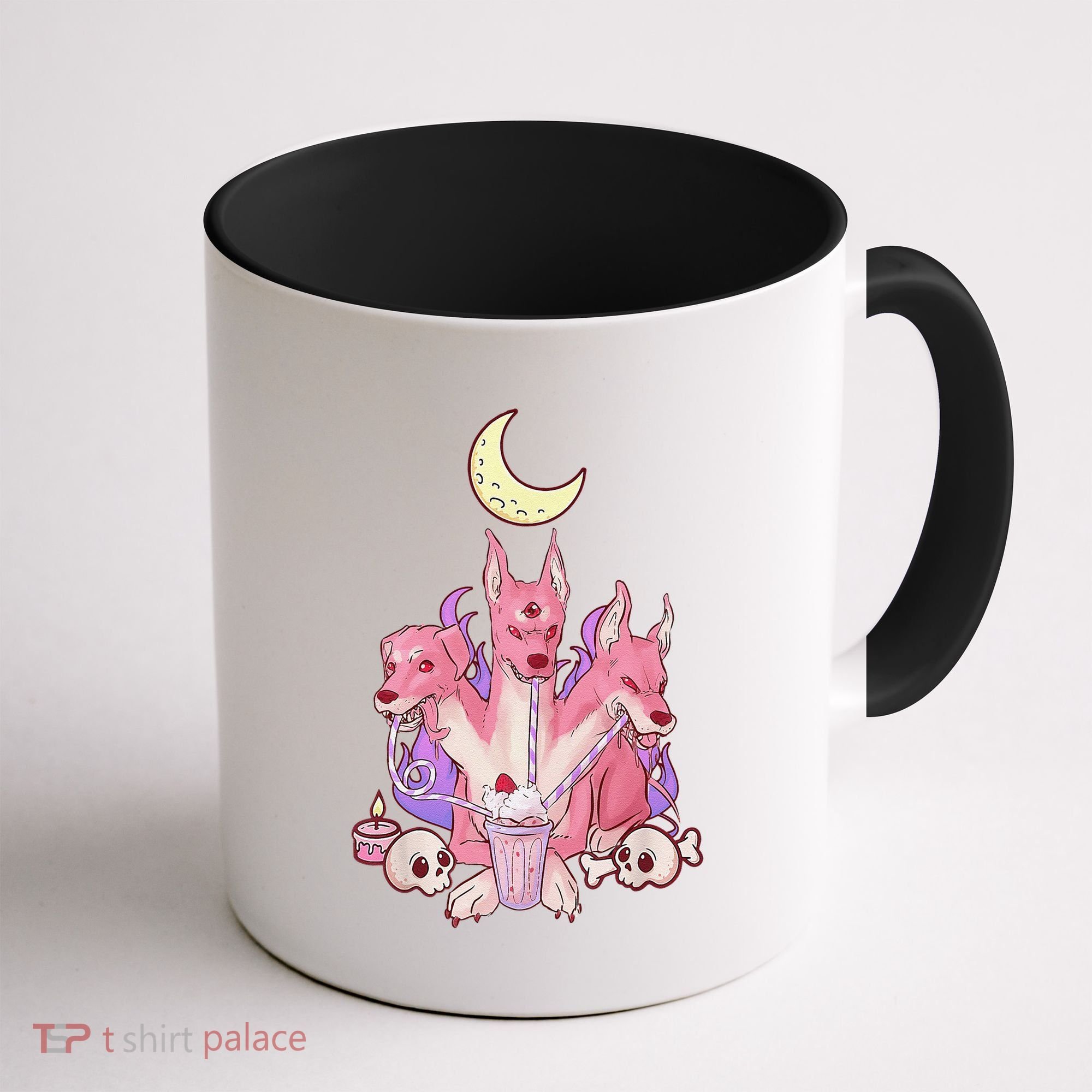 Kawaii Pastel Goth Strawberry Cerberus Creepy 3 Headed Dog  Coffee Mug