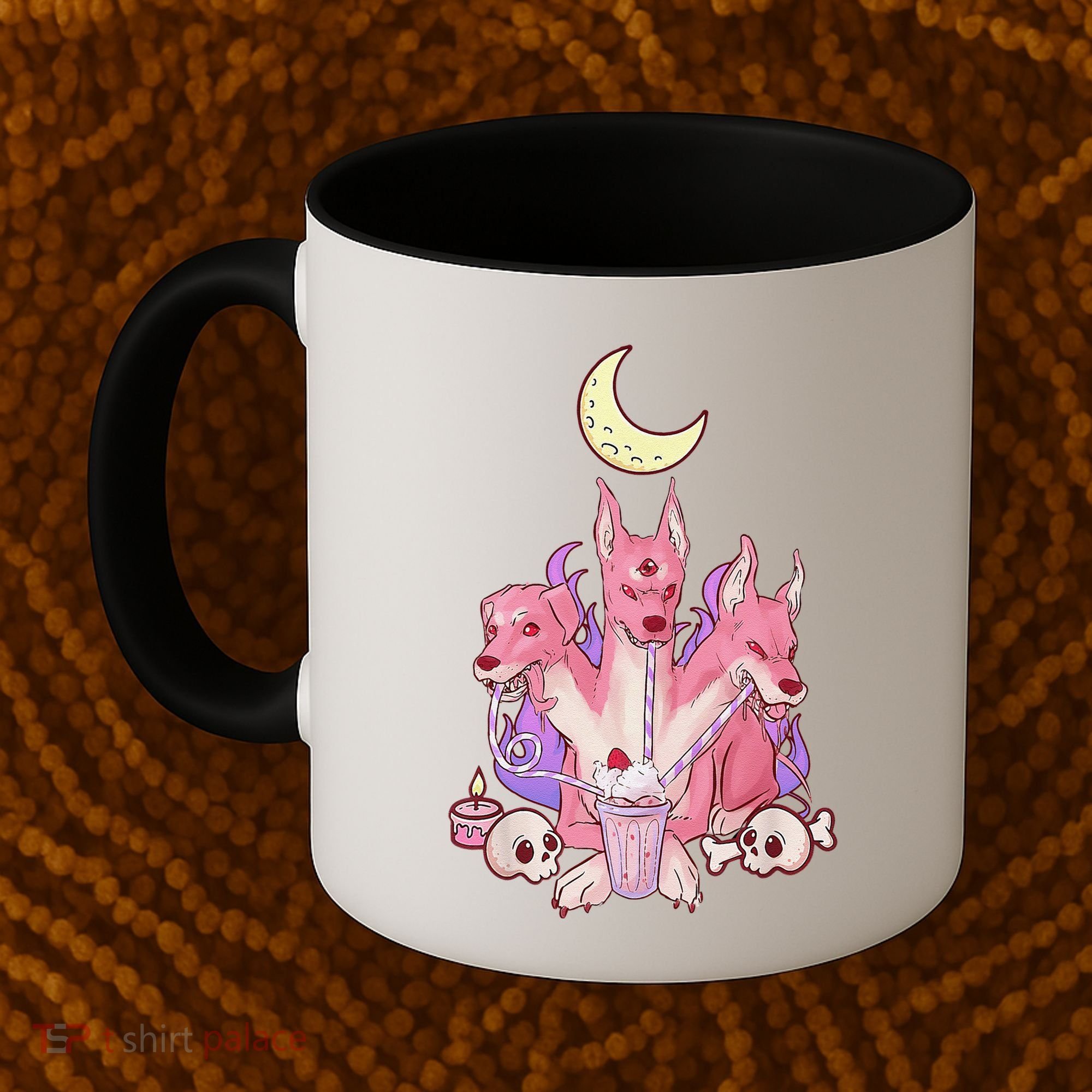 Kawaii Pastel Goth Strawberry Cerberus Creepy 3 Headed Dog  Coffee Mug