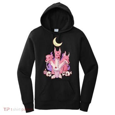 Kawaii Pastel Goth Strawberry Cerberus Creepy 3 Headed Dog  Women's Hoodie