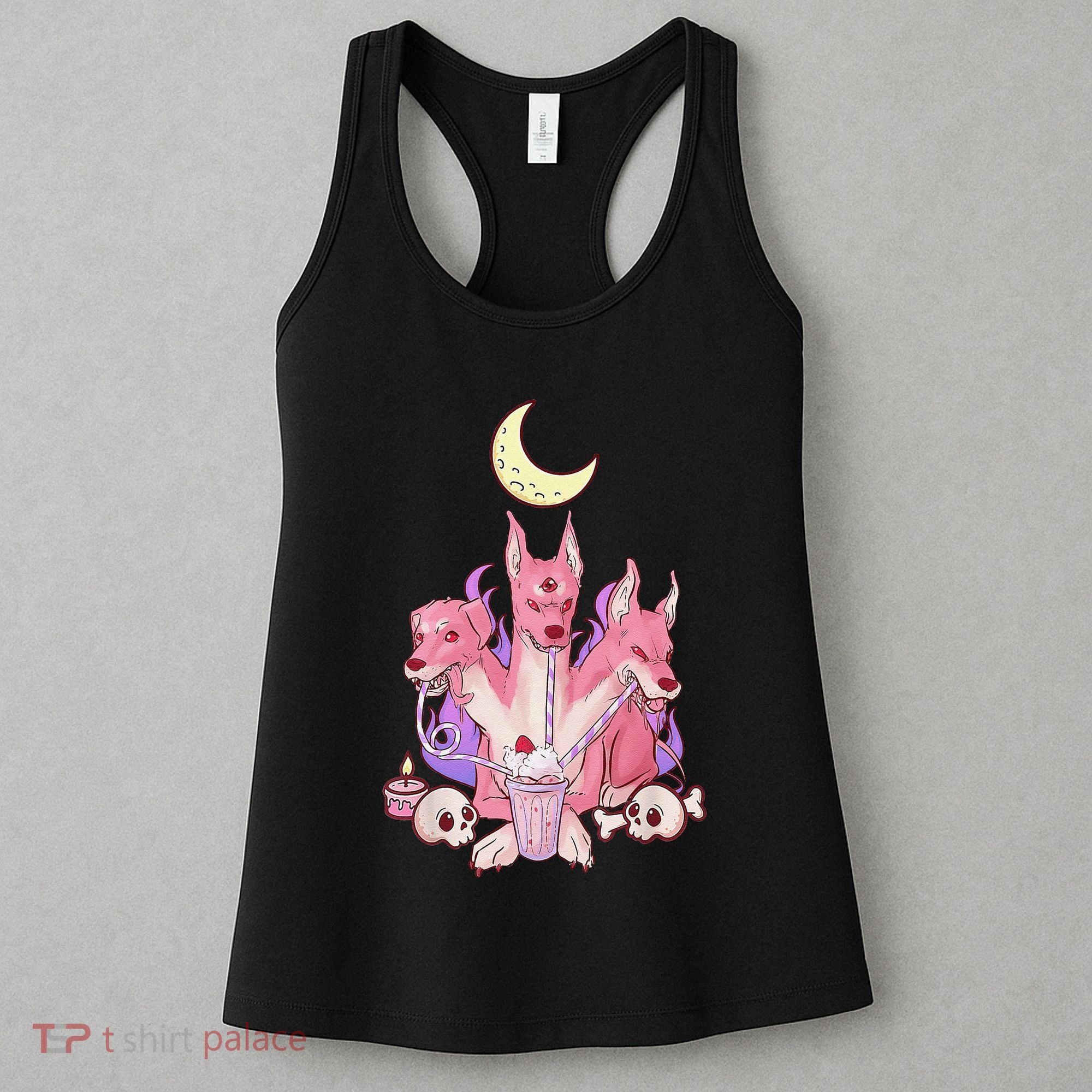 Kawaii Pastel Goth Strawberry Cerberus Creepy 3 Headed Dog  Women's Tank Top