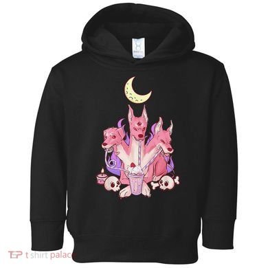 Kawaii Pastel Goth Strawberry Cerberus Creepy 3 Headed Dog  Toddler Hoodie