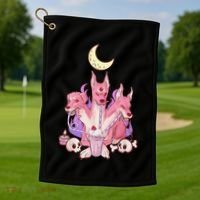 Kawaii Pastel Goth Strawberry Cerberus Creepy 3 Headed Dog  Golf Towel thumb 1